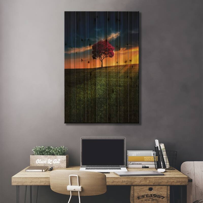 Awesome Solitude Print On Wood by Bess Hamiti - Multi-Color