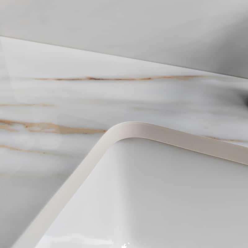 31 Inch Bathroom Marble Vanity Top,Undermount Middle Sink,4" Height Backsplash,Pre-Drilled 8 Inch Faucet Hole Spread Vanity Top