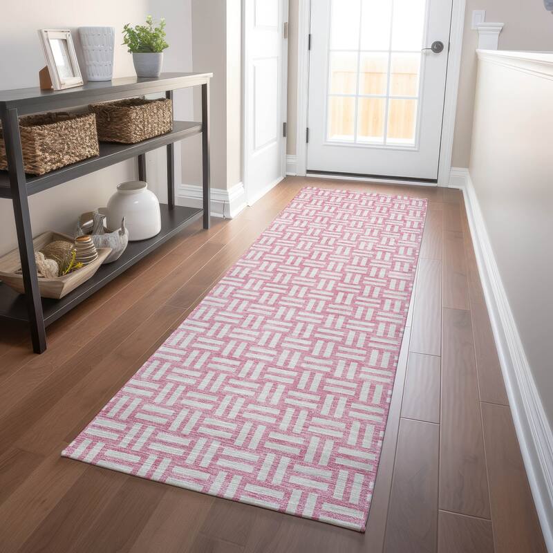 Machine Washable Indoor/ Outdoor Chantille Contempory Crosshatch Rug