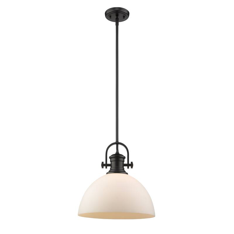 Golden Lighting Hines Single Light 13-1/2" Wide Pendant with Opal