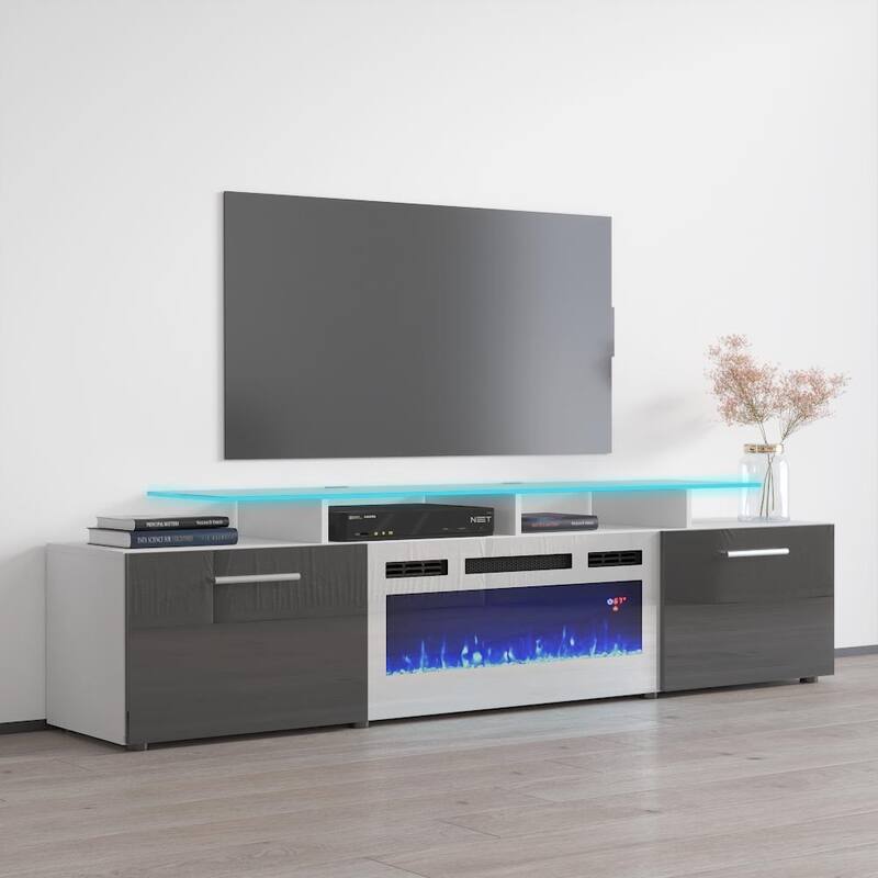 Rova WH-EF Electric Fireplace Modern 75" TV Stand