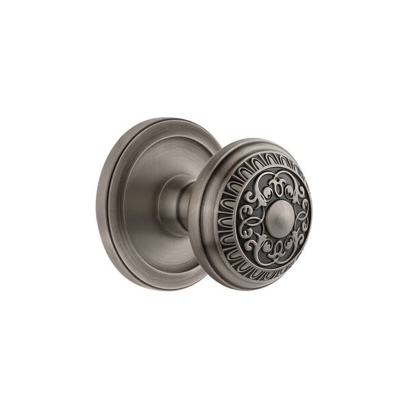 Grandeur CIRWIN_PRV_234 Circulaire Solid Brass Rose Privacy Door Knob Set with Windsor Knob and 2-3/4" Backset