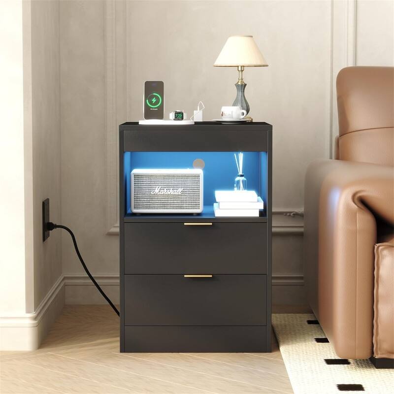 Bedside Table with Charging Station