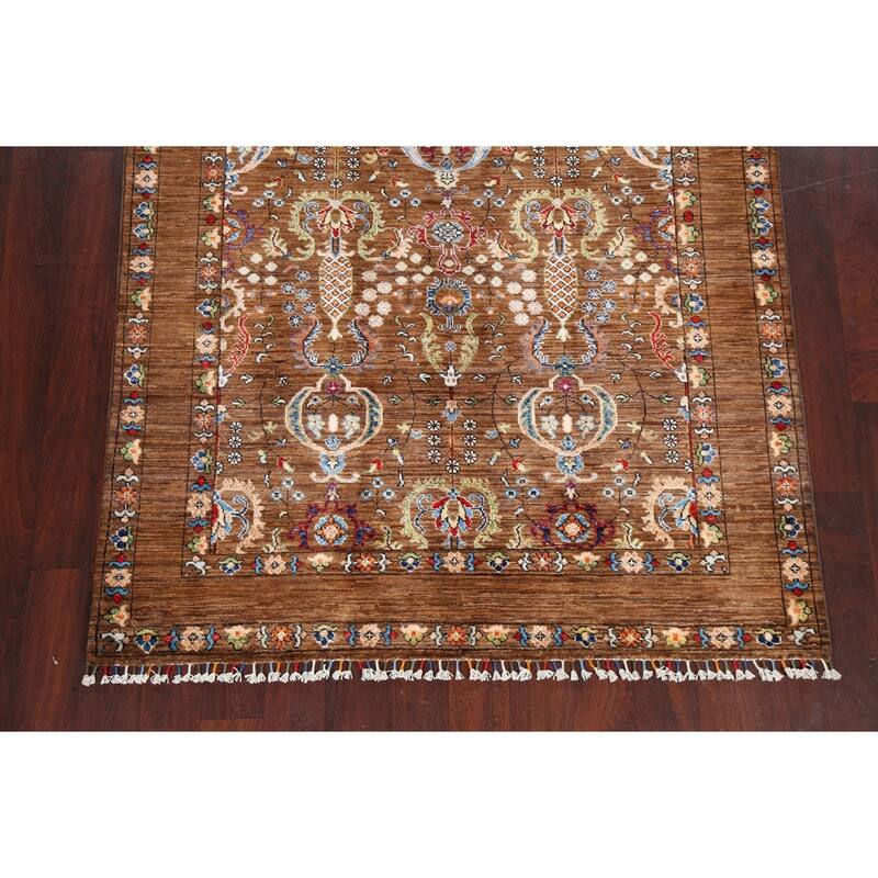 Vegetable Dye Floral Ziegler Oriental Area Rug Wool Handmade Carpet - 5'0" x 6'7"