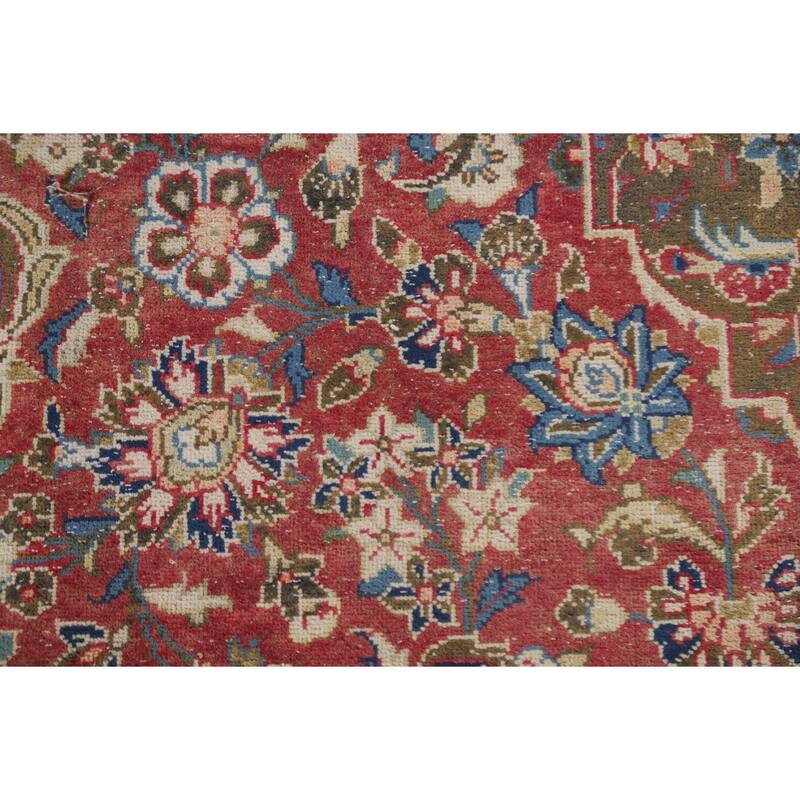 Hand Knotted Oriental 100% Wool Carpet Traditional Floral Red Kashan Area Rug - 10' 2'' X 6' 6''