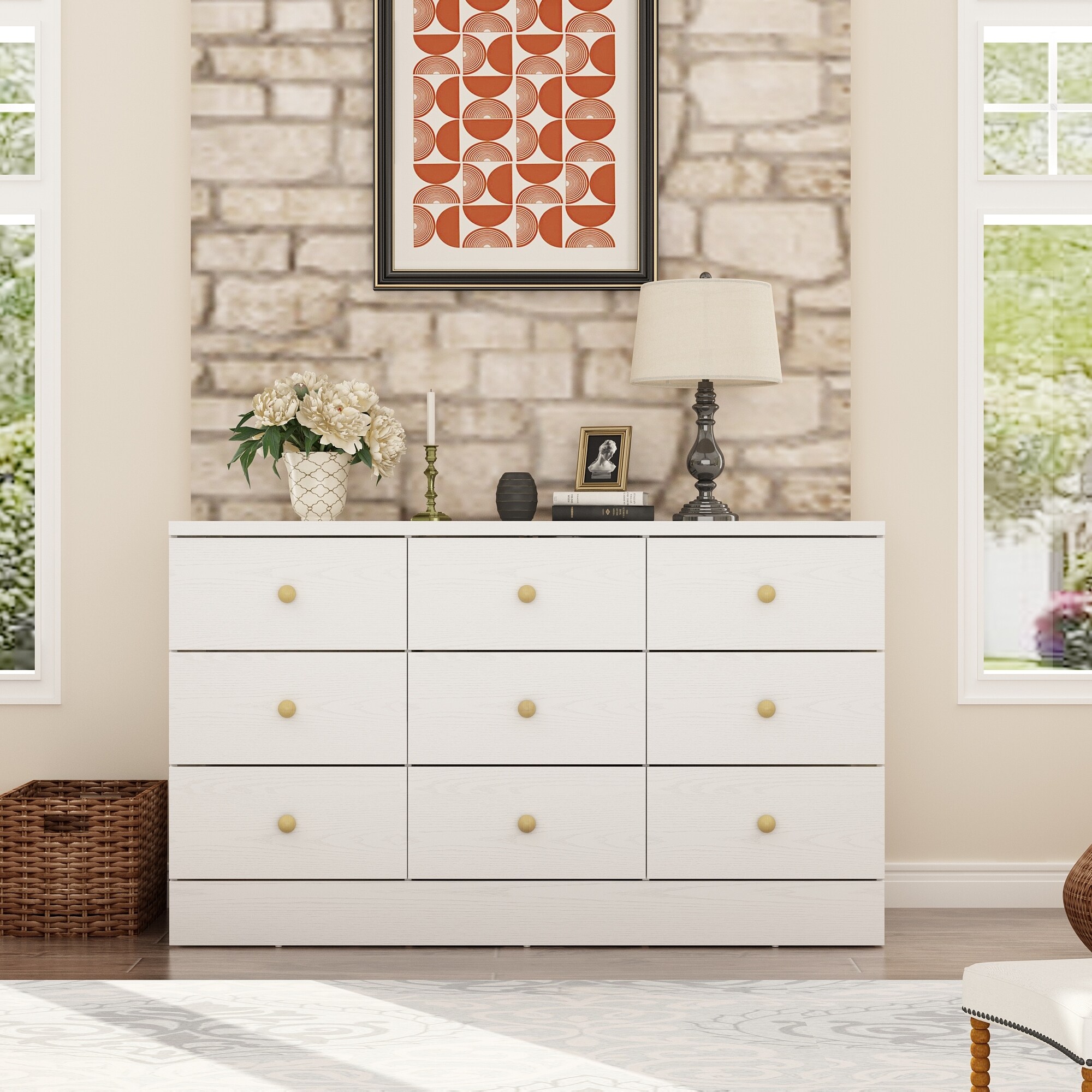 white and gold 9 drawer dresser 9-Drawer with Knobs – Modern Storage Solution antique dresser