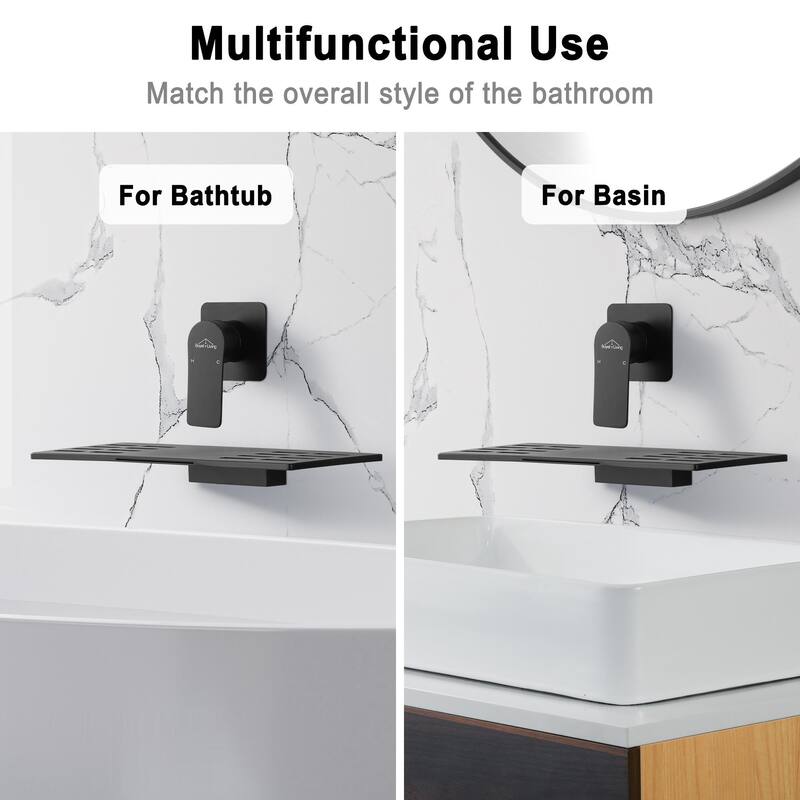 Waterfall Faucet 1-Handle Wall Mount Lavatory Faucet Mixer Tap
