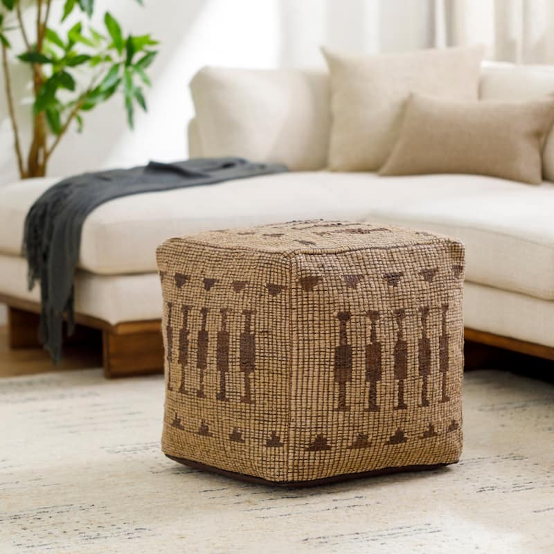 Vladimir Global Geometric Pouf - 18"H x 18"W x 18"D - Polyester - Natural