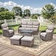preview thumbnail 37 of 101, Outdoor Sofa with 6-Inch Thick Cushions Furniture for Porch 6PCS Sofa w/ Swivel Chair Table Ottoman - Brwon Wicker Beige Cushion
