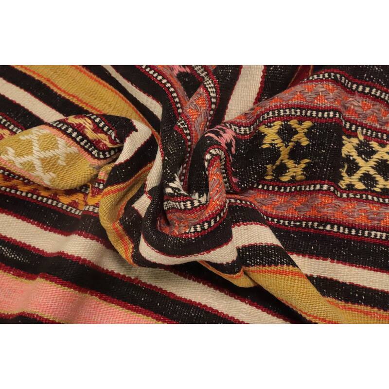Hand Woven Oriental 100% Wool Carpet Southwestern Tribal Multi-Colored Kilim Area Rug - 8' 2'' X 5' 4''