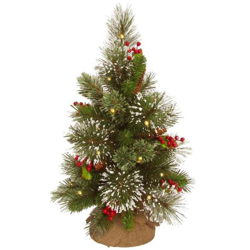National Tree Company 18 in. Wintry Pine Tree with Battery Operated LED Lights - 18 in