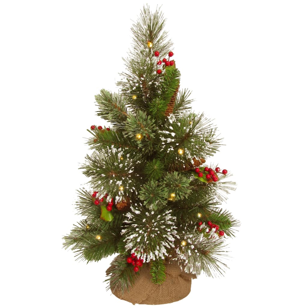 National Tree Company 18 in. Wintry Pine Tree with Battery Operated LED Lights - 18 in