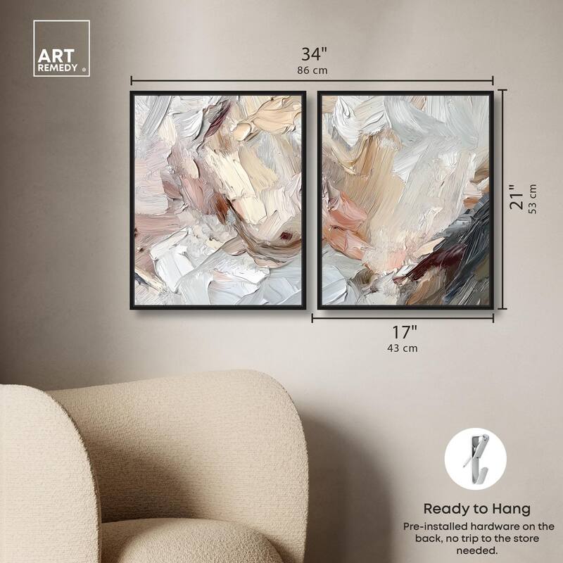 Running Horse Neutral I Canvas Set of 2 by Art Remedy