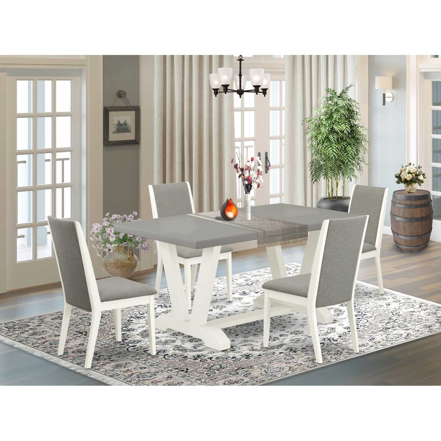 HomeStock 5-Piece Natural Oak Finish Solid Wood Top Dining table with 4 Chairs