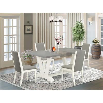 HomeStock 5-Piece Natural Oak Finish Solid Wood Top Dining table with 4 Chairs