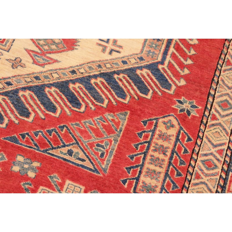 Rustic Super Kazak Cyrus Rust/Tan Hand Knotted Wool Rug - 6'11'' x 9'3''