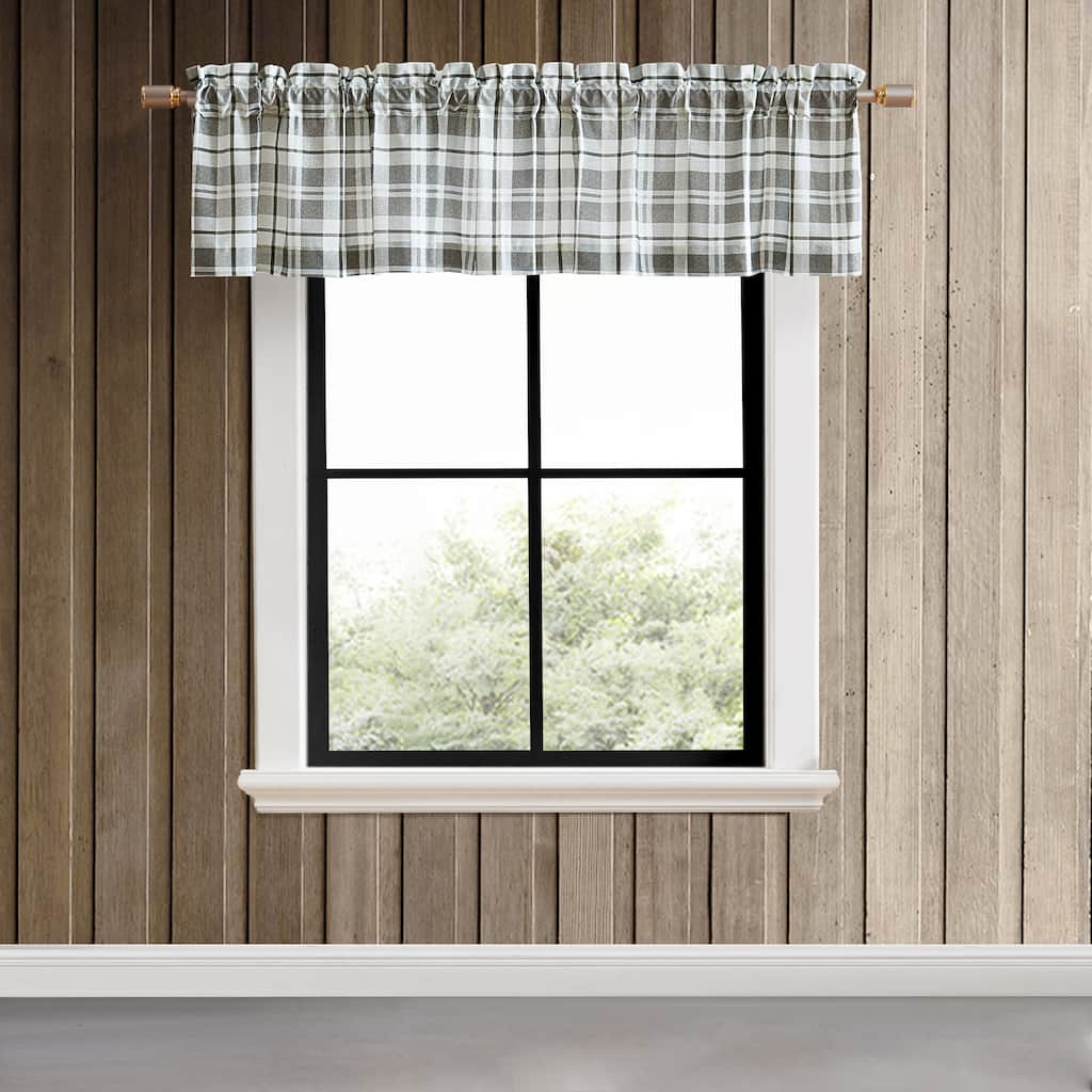 Eddie Bauer Fall Creek Plaid Grey Pole Top Window Valance - 86 x 15