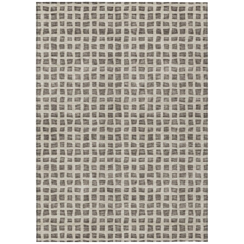 Machine Washable Indoor/ Outdoor Chantille Squares Rug