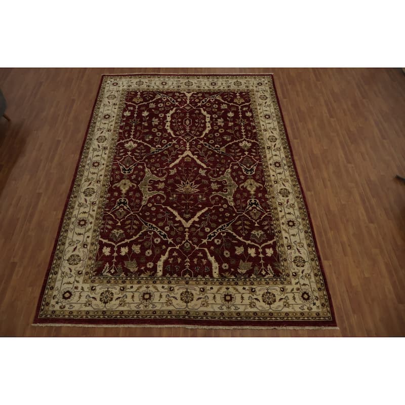 Hand Knotted Oriental 100% Wool Carpet Traditional All-Over Red Peshawar Area Rug - 14' 7'' X 9' 11''