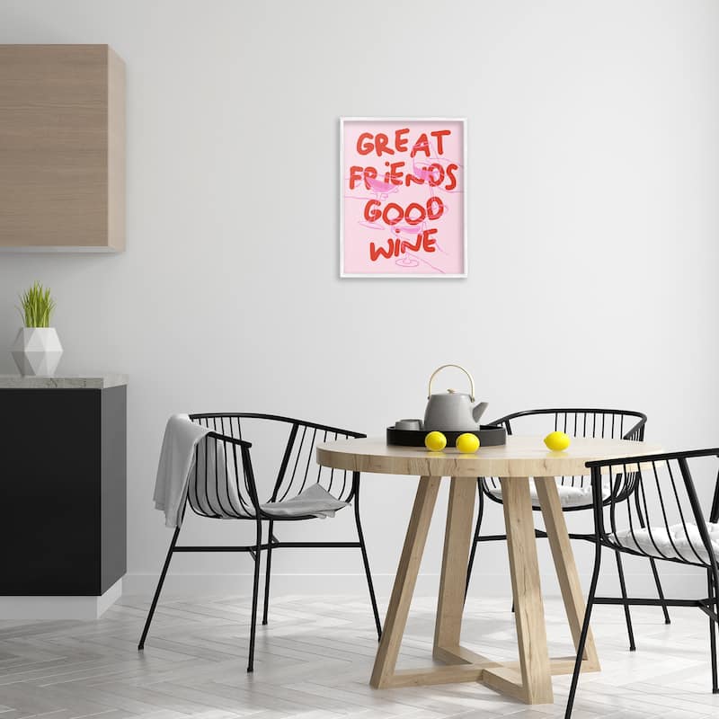 Stupell Great Friends Good Wine Framed Giclee Art Design By House of Lulu