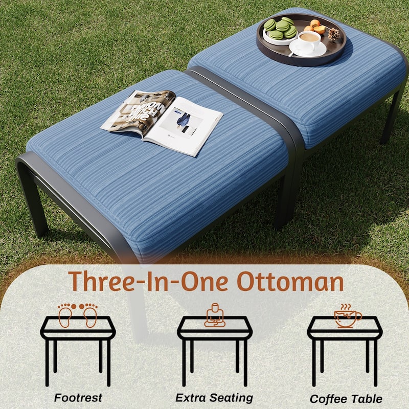 EROMMY Patio Set: 360° Swivel Rockers, Sofa, Ottomans & Table – Outdoor Conversation Set for Poolside, Garden & Deck