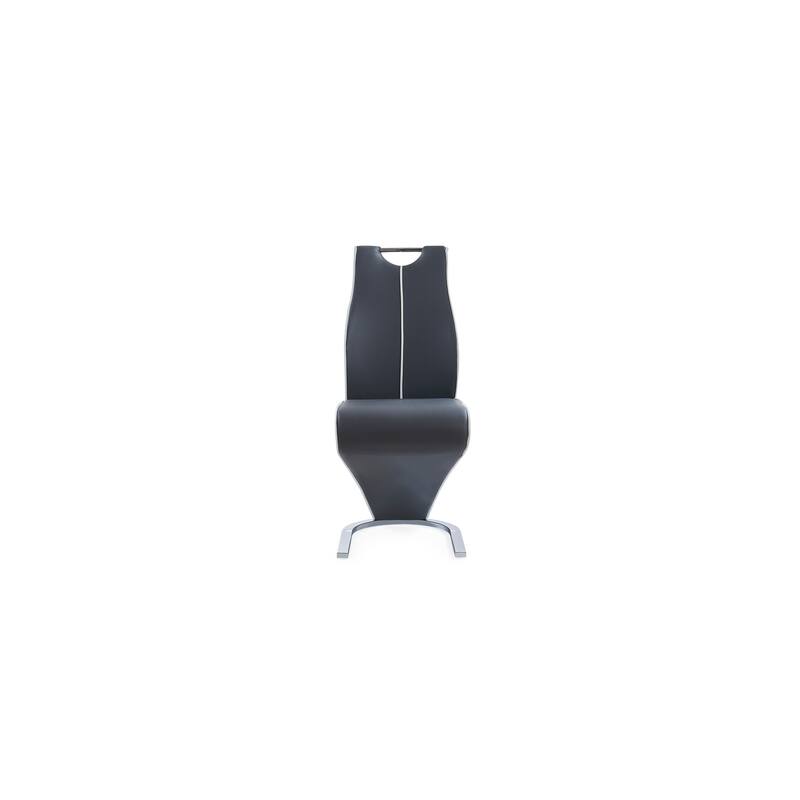 Gothic Dining Chair - Faux Leather Seat, Horseshoe Base, Dark Grey & White Finish - 40
