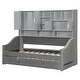 preview thumbnail 15 of 18, Convertible Twin Daybed with LED Armrests, Storage Shelving & Pop-Up Trundle by Harper&Bright Designs