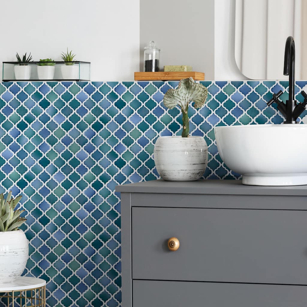 Merola Tile Hudson Tangier Aquamarine 12-3/8" x 12-3/8" Porcelain Mosaic Floor and Wall Tile