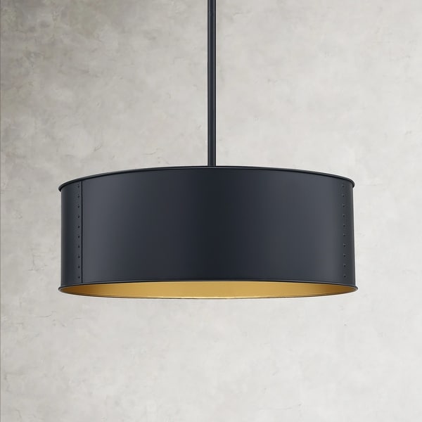 Black metal drum chandelier outlet