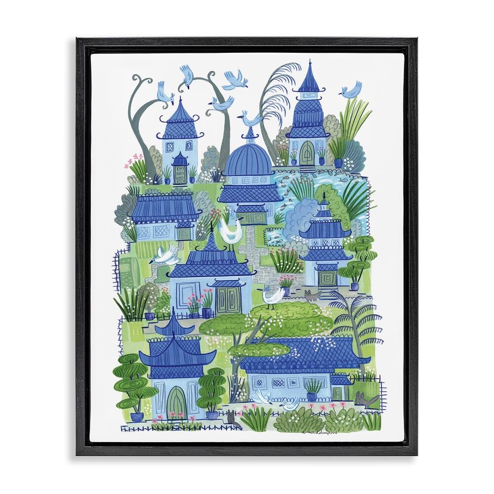 Stupell Charming Village Buildings Framed Floater Canvas Wall Art Design By Kay Widdowson