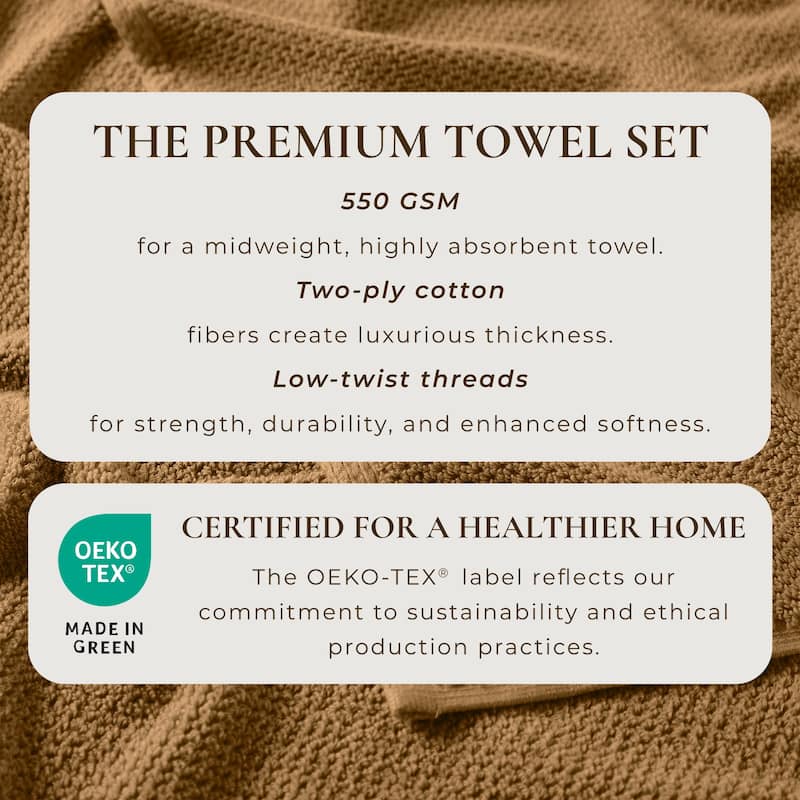100% Cotton Acacia Collection Ultra Absorbant Popcorn Bath Towels