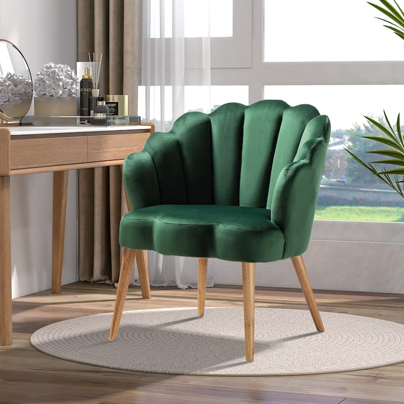 Eleanora Morden Scalloped Velvet Arm Chair with Tufted Back by HULALA HOME