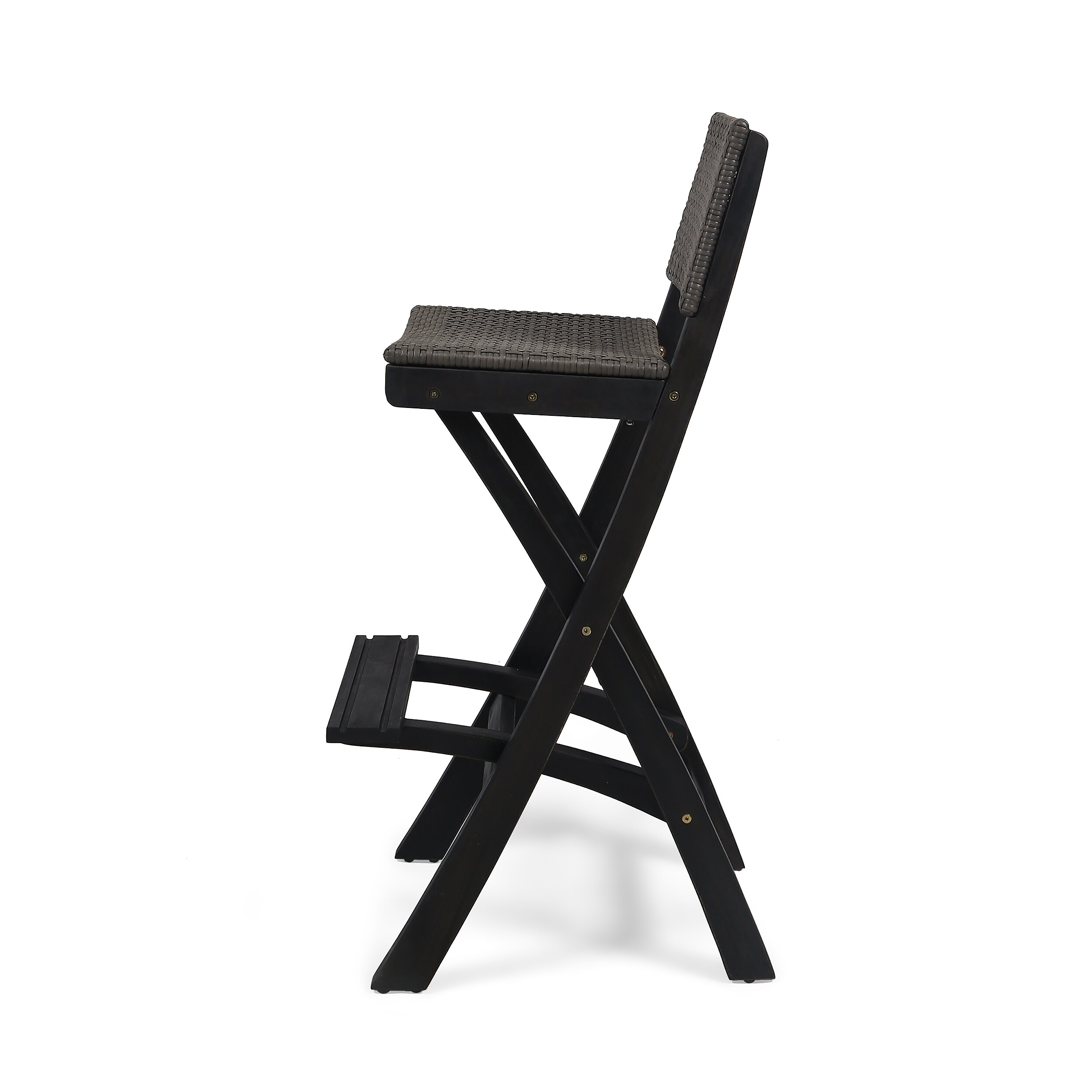 Polaris Acacia Wood Outdoor Folding Barstools Set of 2 by