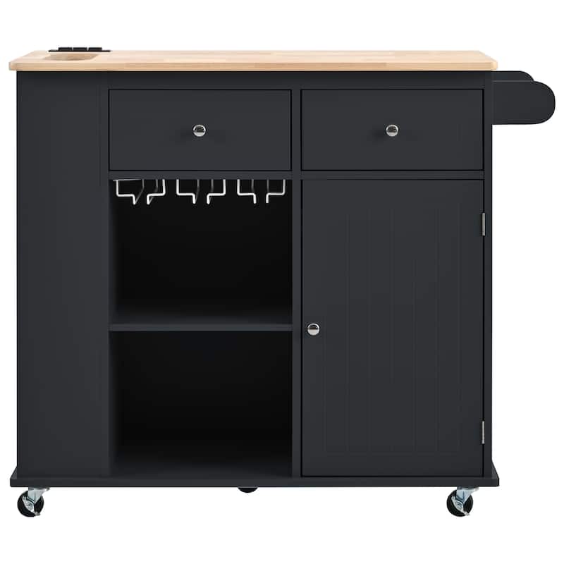 Kitchen Storage Island with Drop Leaf and Power Outlet