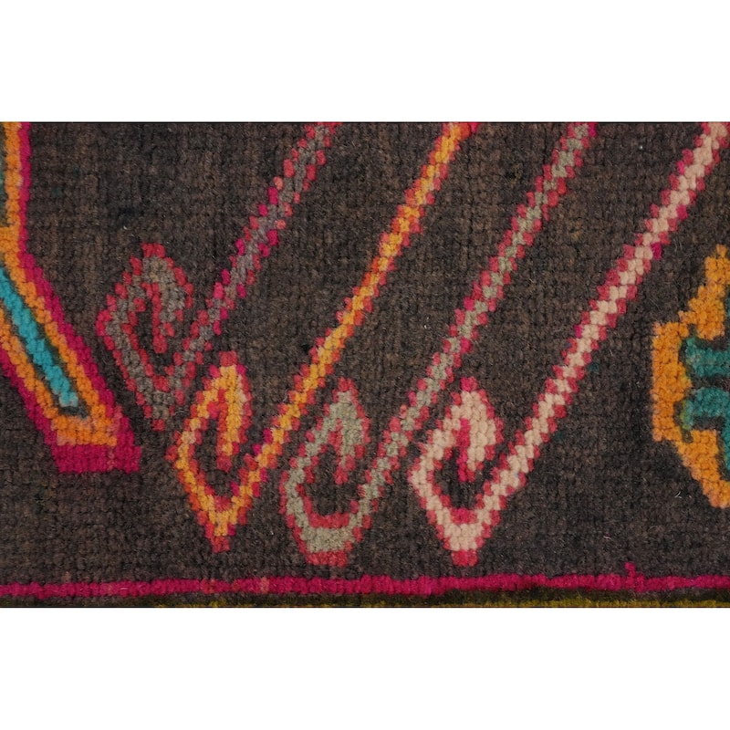 Hand Knotted Oriental 100% Wool Carpet Traditional Tribal Greys & Charcoal Ardebil Runner Rug - 10' 6'' X 3' 8''