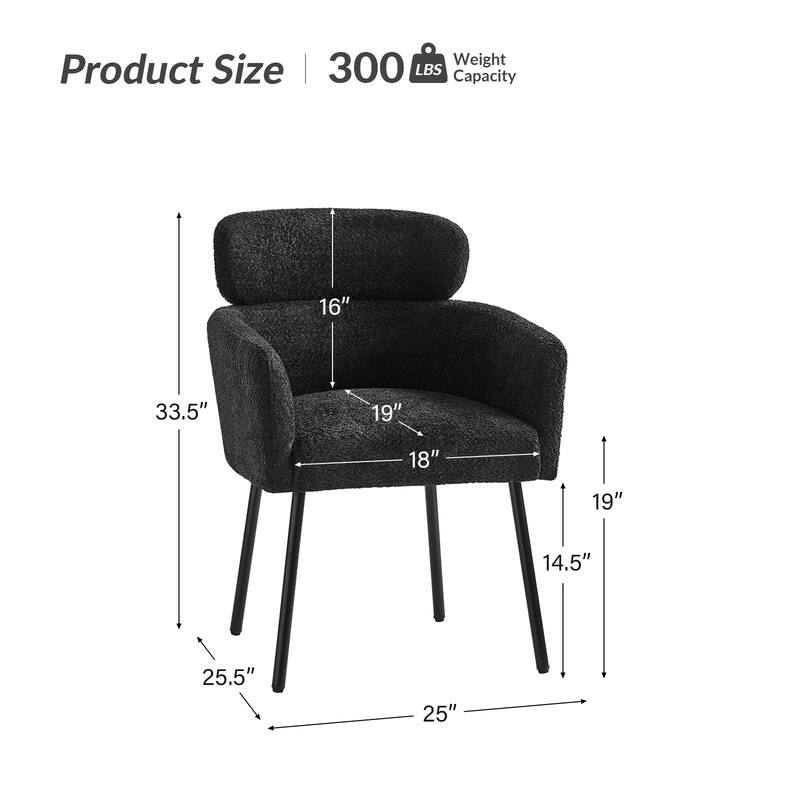 Amos Modern Boucle Dining Chair with Adjustment Feet Set of 4 by HULALA HOME