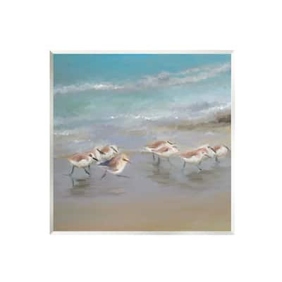 Stupell Coastal Sandpipers Beach Waves Shore Wall Plaque Art by Rick Novak