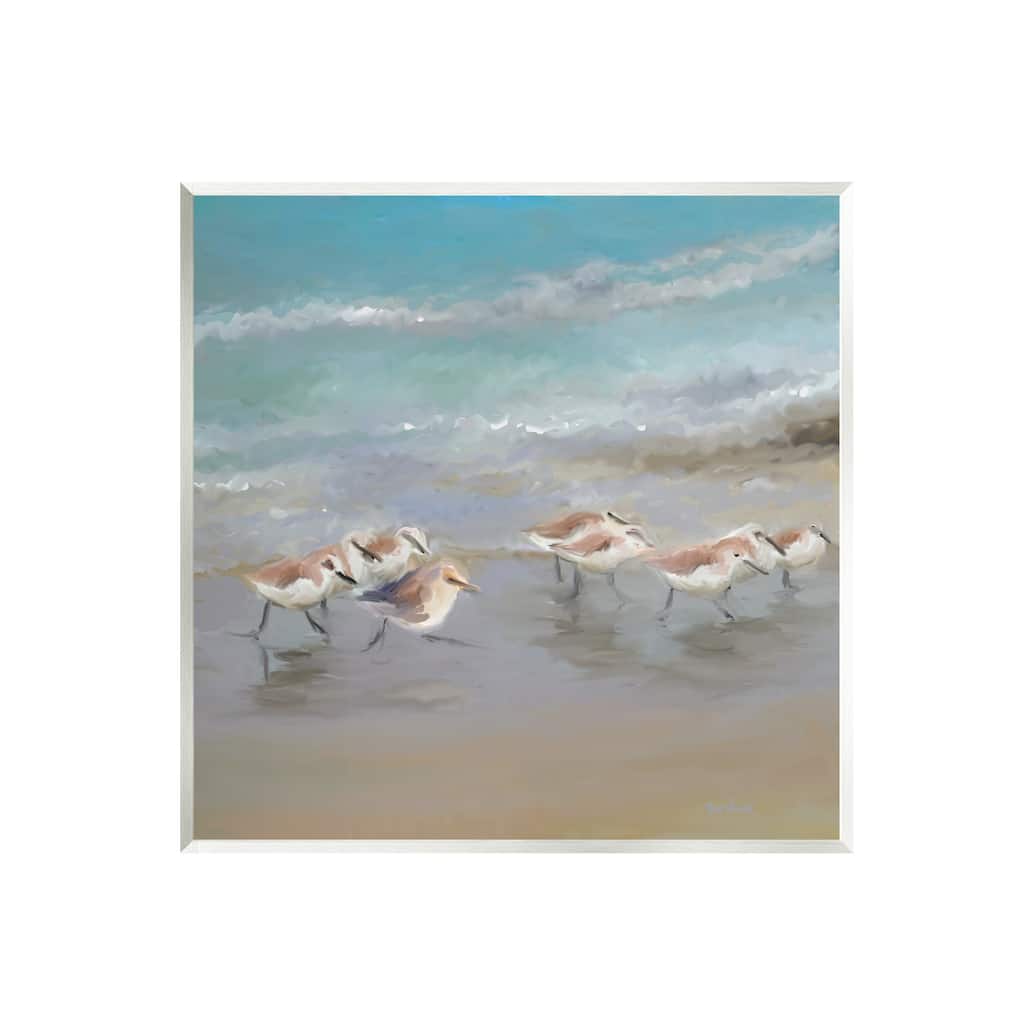 Stupell Coastal Sandpipers Beach Waves Shore Wall Plaque Art by Rick Novak