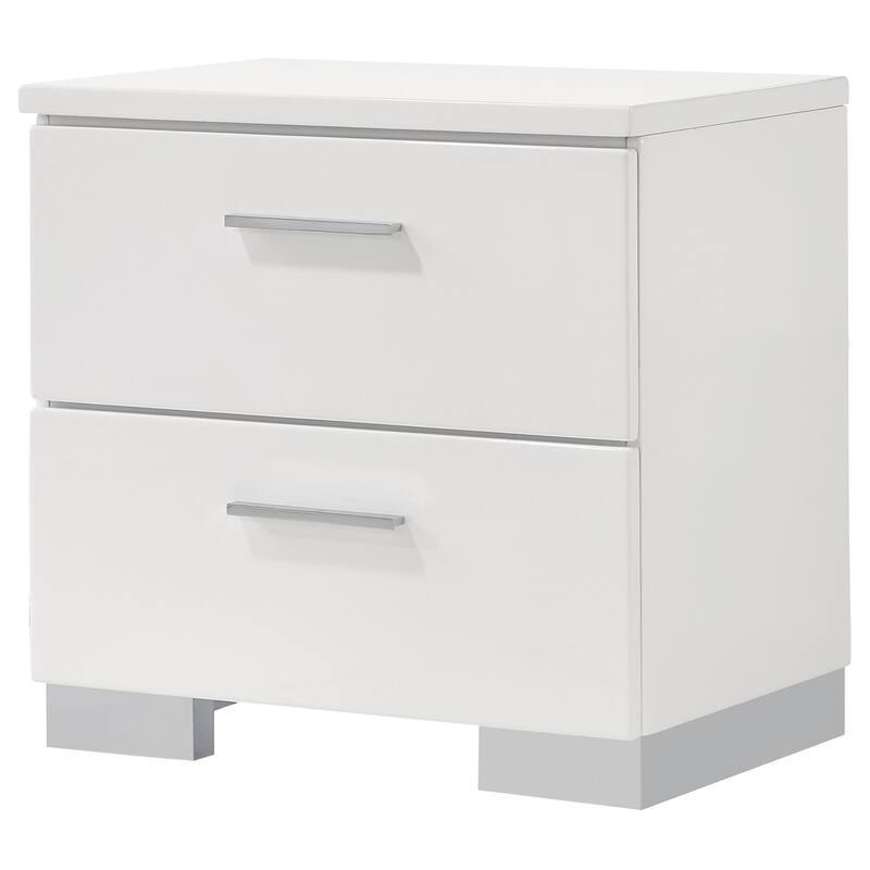 Dulcey White High Gloss 2-drawer Nightstand