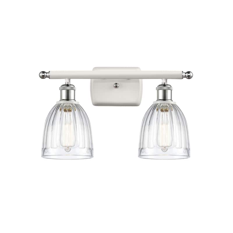 Innovations Lighting Brookfield 2 Light 16" Wide Bathroom Vanity Light - White and Polished Chrome / Clear