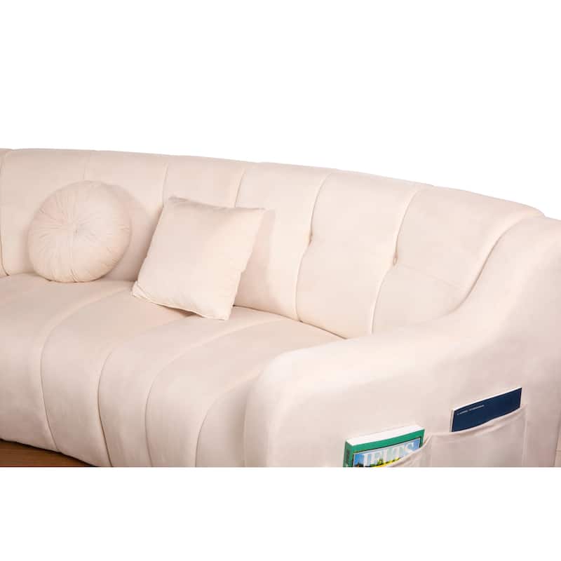Velvet Curved sofa 3 Seats Symmetrical Modular legless sofa Corner Sectional Round couches - 127''