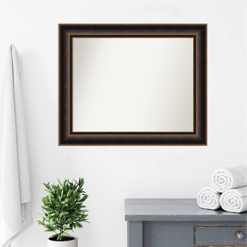 Villa Oil Rubbed Bronze Non-Beveled Wood Framed Bathroom Vanity Wall Mirror - Villa Oil Rubbed Bronze