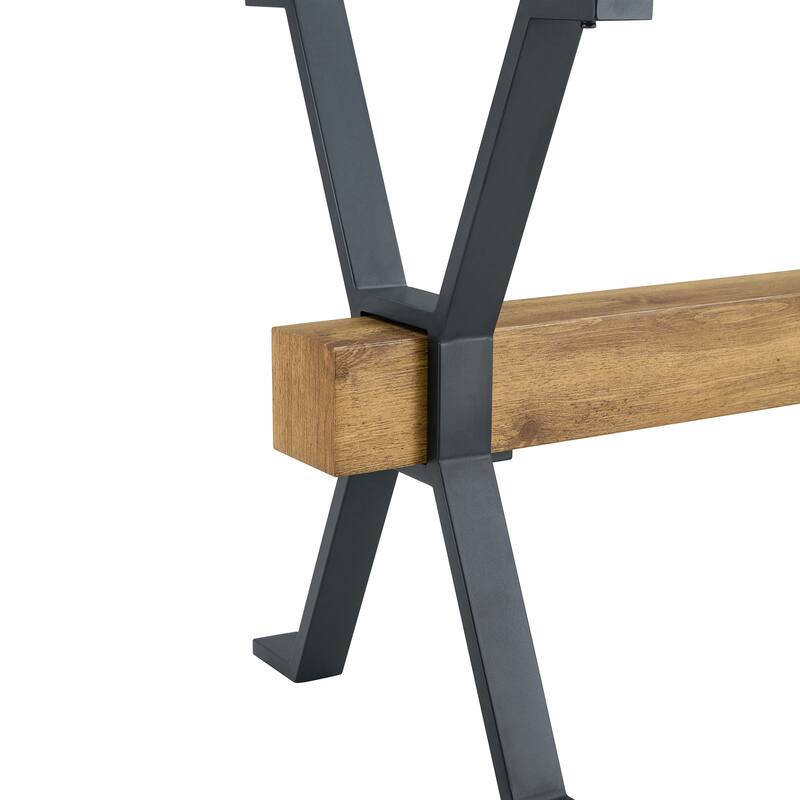 Elegant Transparent Tempered Glass Dining Table,With X-Shaped Metal Table Legs,Wood Grain Textured Mdf Crossbeam