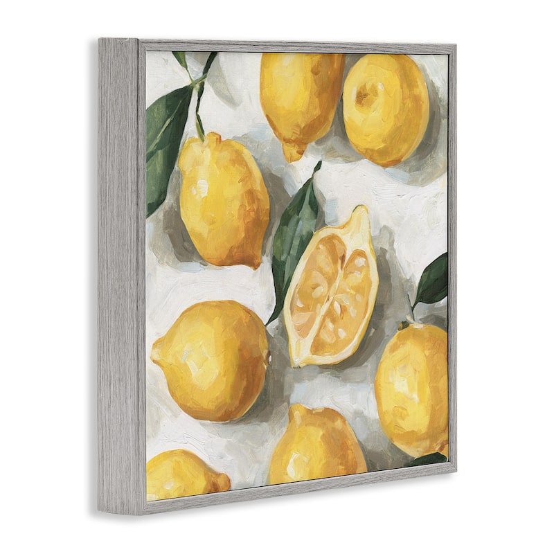 Stupell Soft Yellow Citrus Lemon Pile Over White Framed Wall Art, 12 x 12