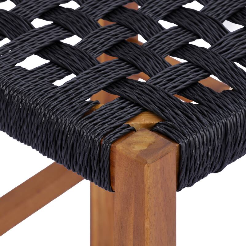 Christopher Knight Home - Modern Acacia Wood Outdoor Bar Stools with Teak Finish and Wicker Back Patio Chairs