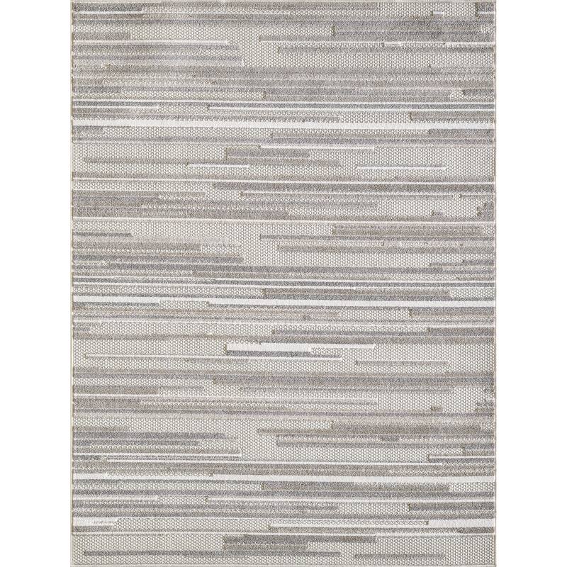 Domani Napa Ombre Textured Stripe Indoor/ Outdoor Rug - 3'3" x 4'11" - Greige