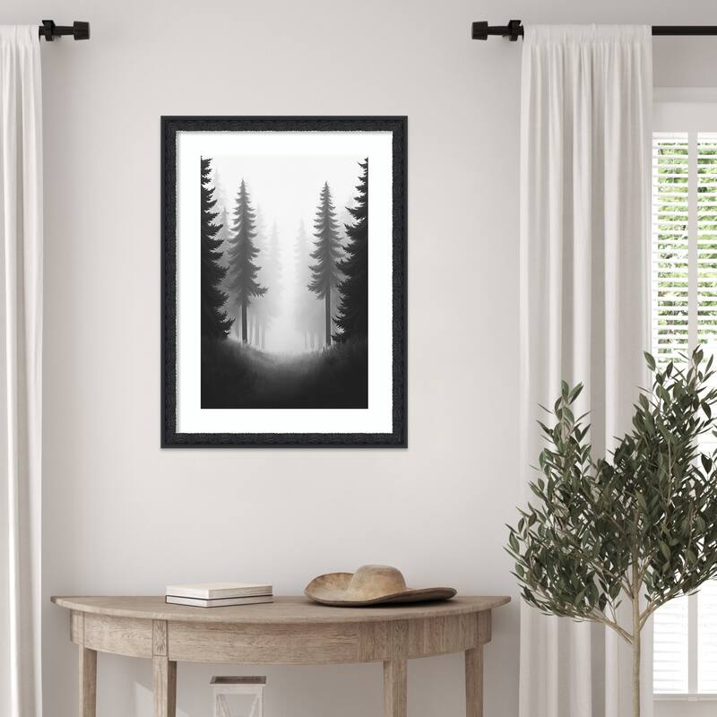 Contrast Trees No. 1 by Tradelink inhouse artist Wood Framed Wall Art Print - Bethany Black