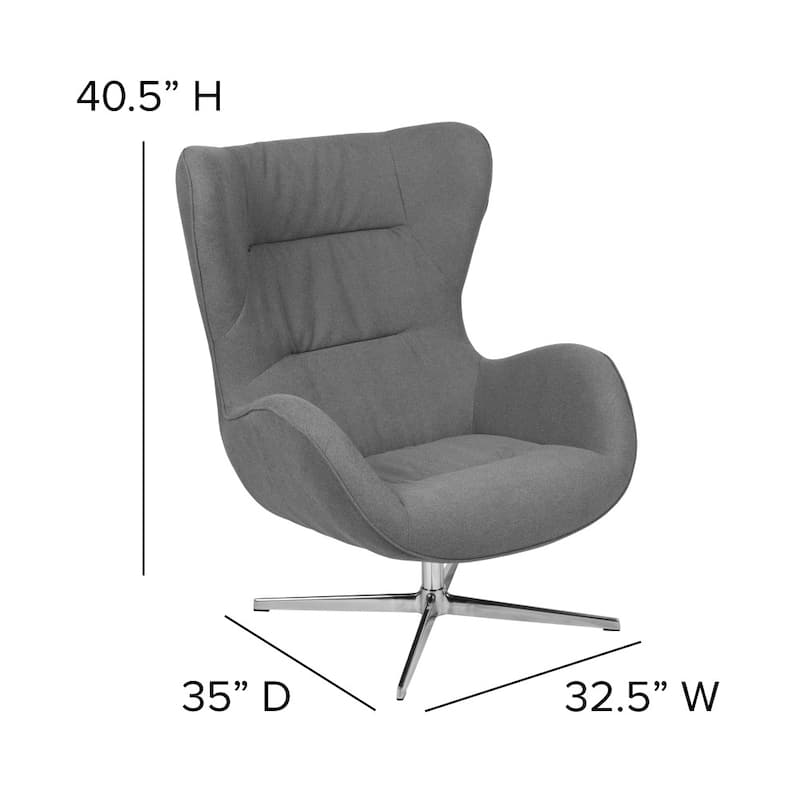 Home and Office Retro Swivel Wing Accent Chair - 35"D x 32.5"W x 40.5"H