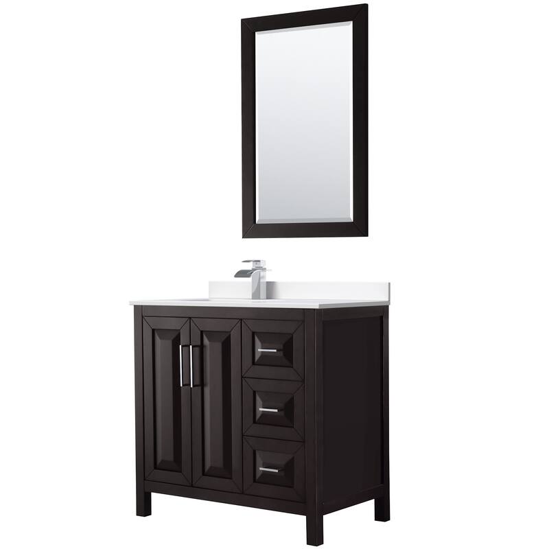 Wyndham Collection WCV252536S-Left-VCA-M24 Daria 36" Free Standing - Dark Espresso / White Cultured Marble Top /