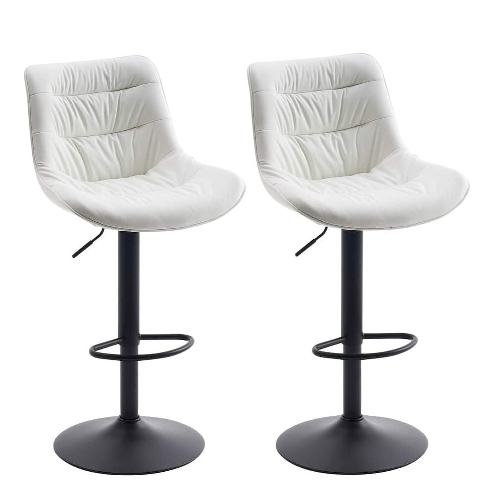 Adjustable Bar Stools Set of 2 Faux Leather Swivel Bar Chairs